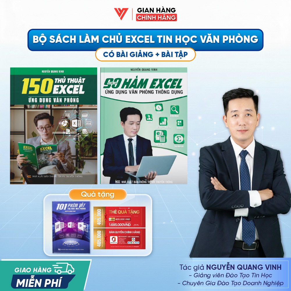 Bộ 2 Sách 90 Hàm Excel Và 150 Thủ Thuật Excel Ứng Dụng Văn Phòng