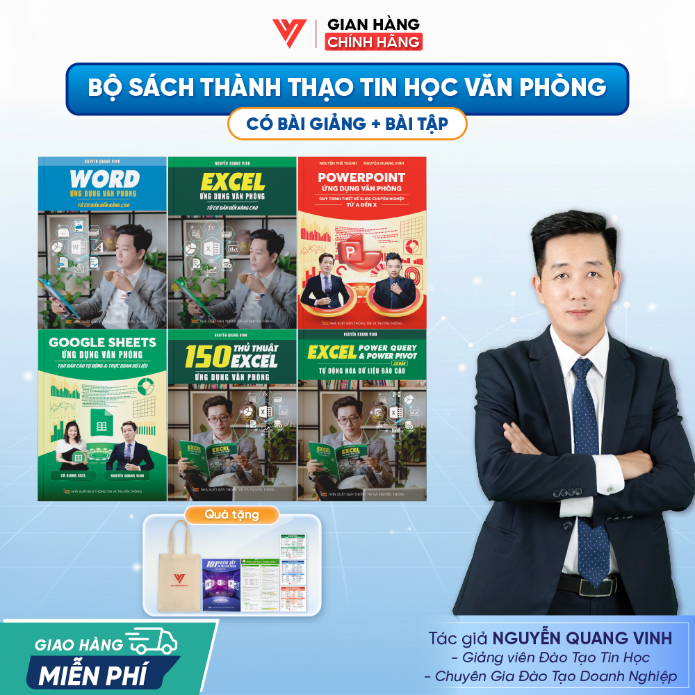 Bộ 6 Sách Word - Excel - PowerPoint - Google Sheets - 150 TT - Power Query Ứng Dụng Văn Phòng