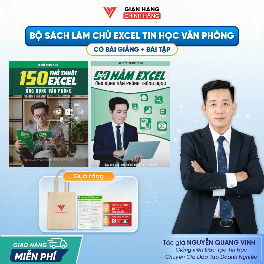 Bộ 2 Sách Tin Học 90 Hàm Excel Và 150 Thủ Thuật Excel Ứng Dụng Văn Phòng
