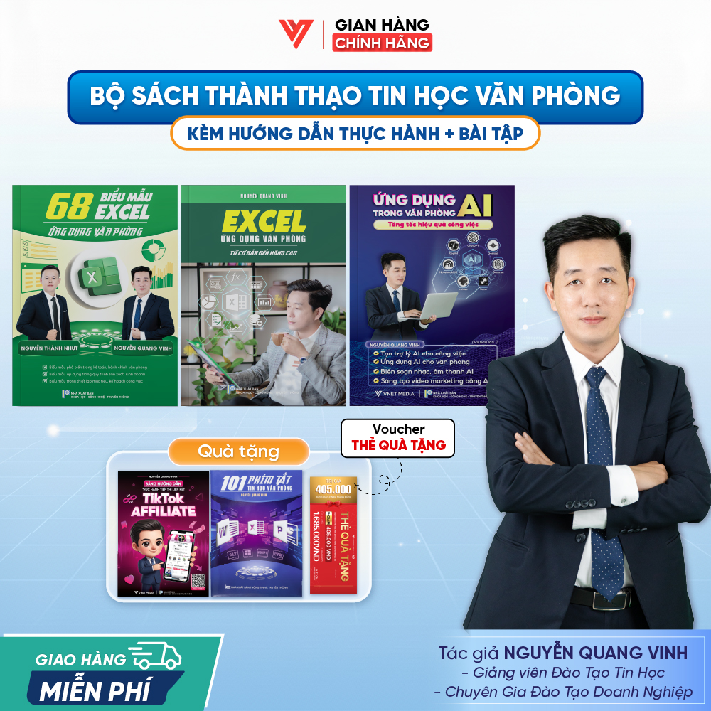 Bộ 3 Sách Excel - 68 Biểu mẫu Excel - Ứng dụng AI Trong Văn Phòng