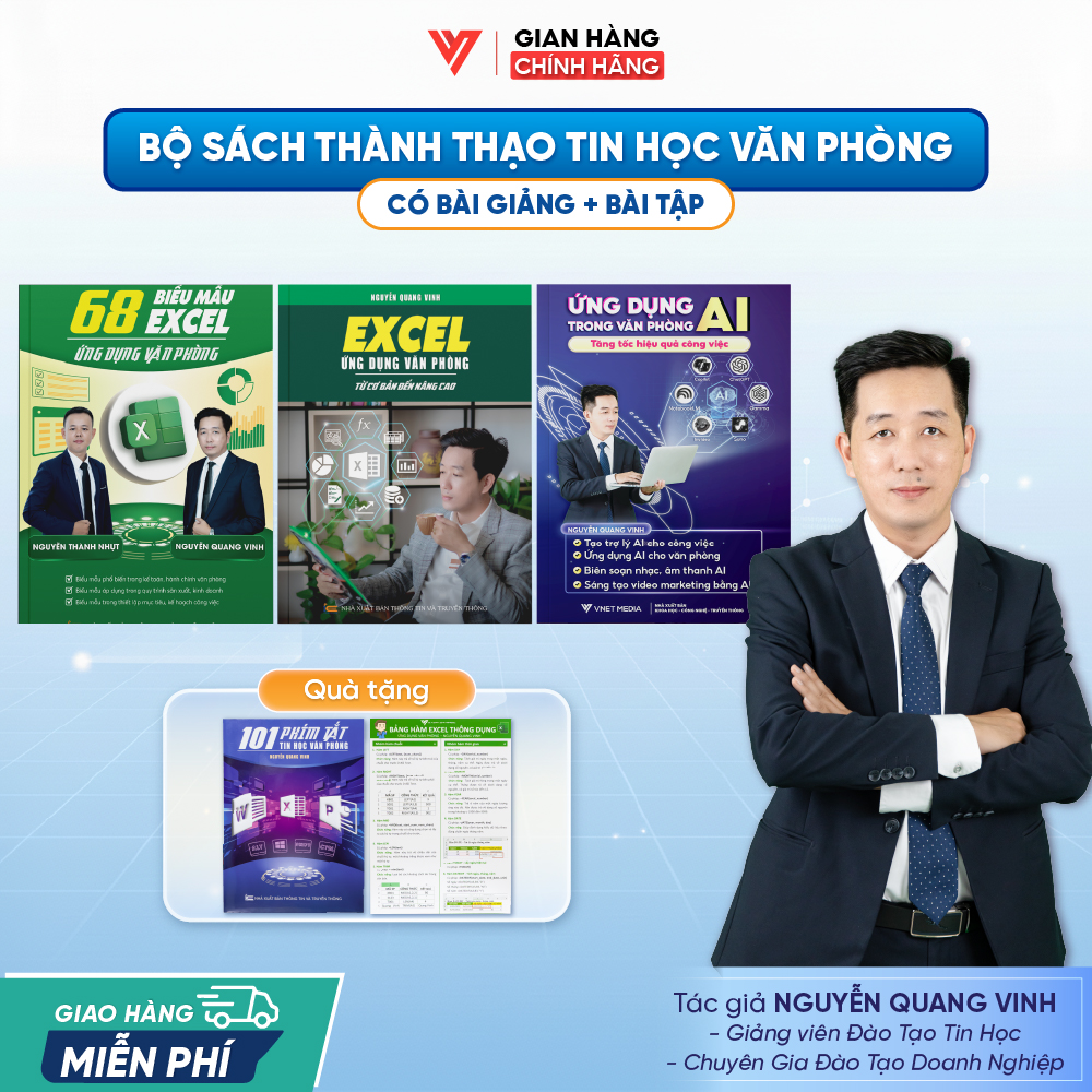 Bộ 3 Sách Excel - 68 Biểu mẫu Excel - Ứng dụng AI Trong Văn Phòng
