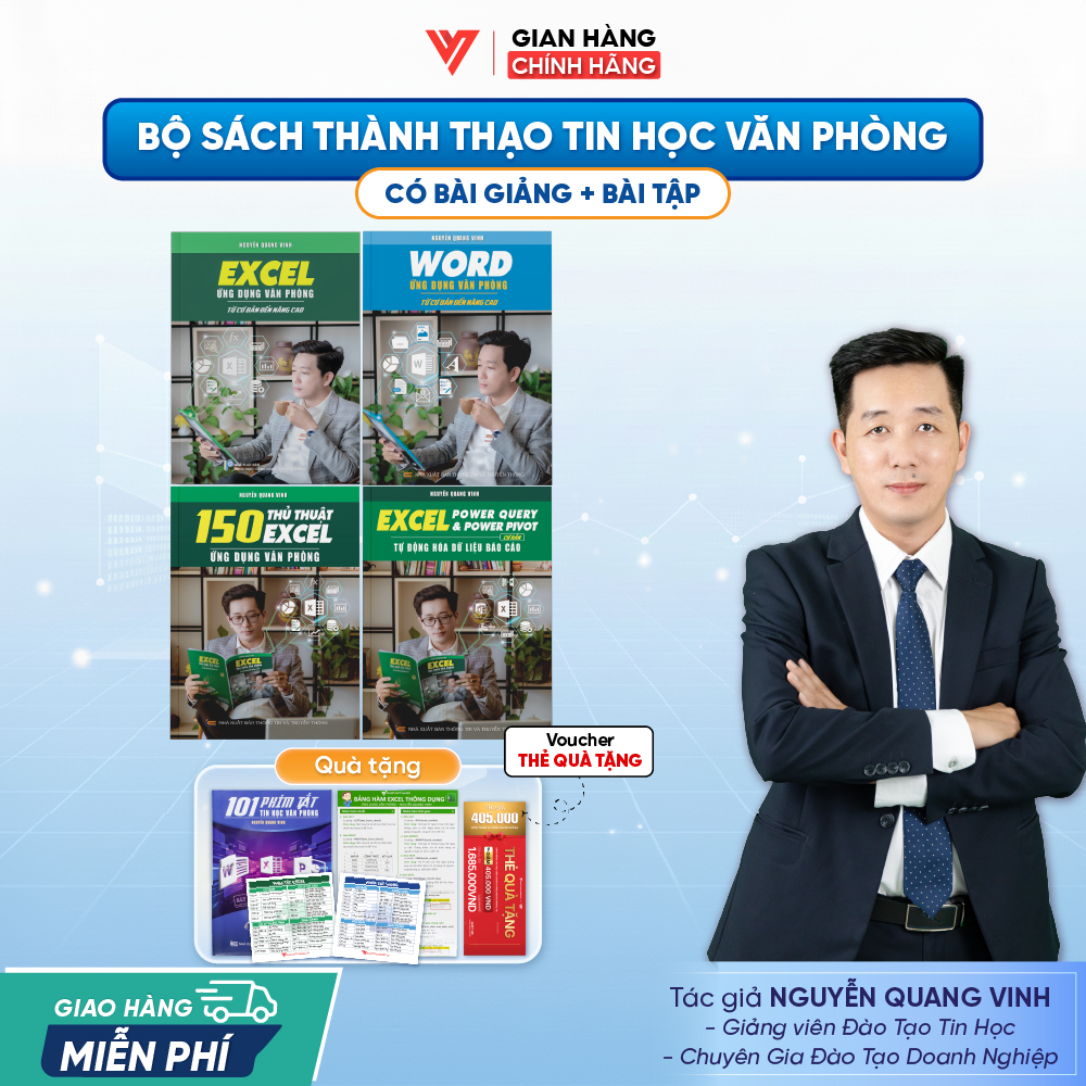 Bộ 4 Sách Power Query & Power Pivot, 150 Thủ Thuật, Excel Cơ Bản Đến Nâng Cao Và Word