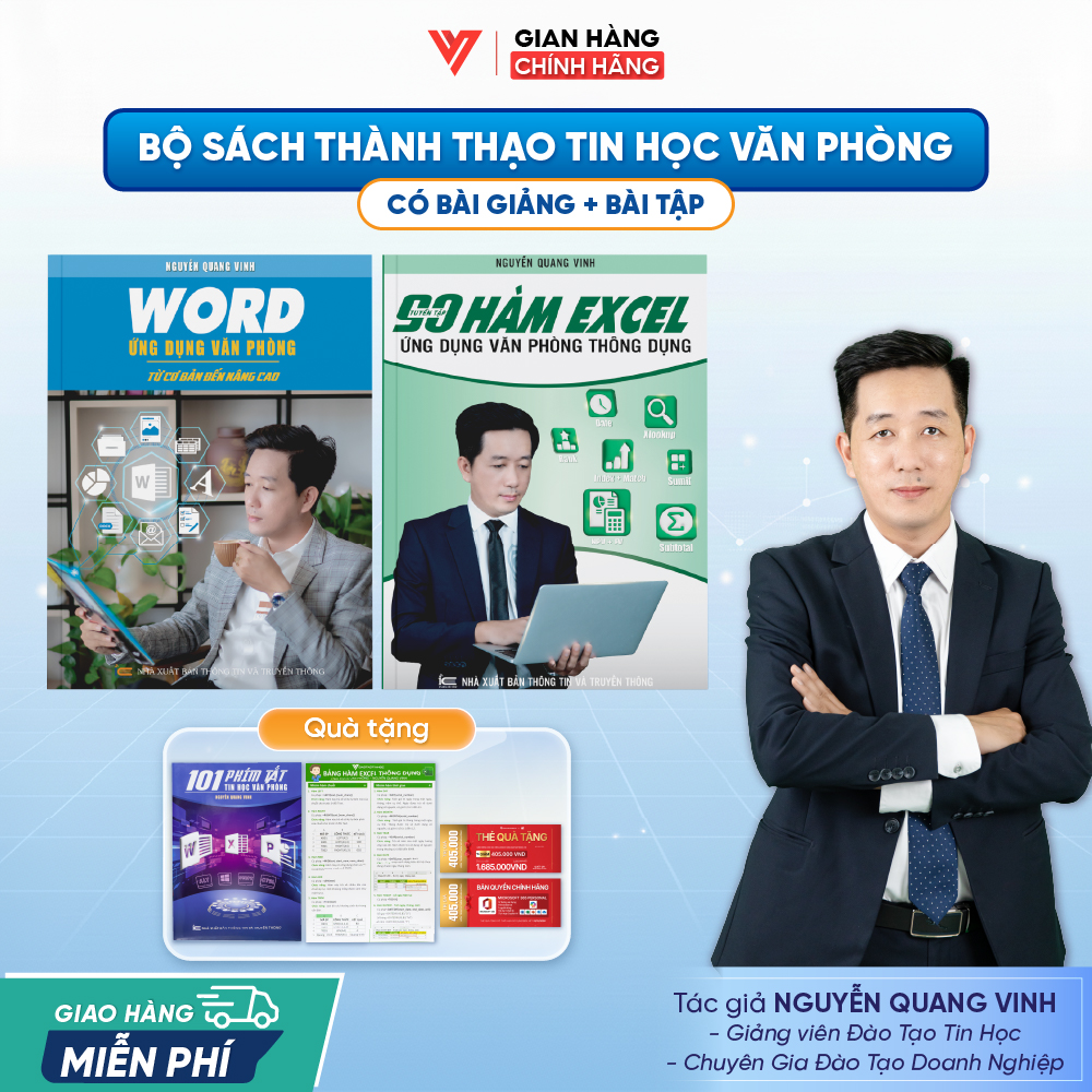 Bộ 2 Sách Tin Học Word Từ Cơ Bản Đến Nâng Cao Và 90 Hàm Excel Ứng dụng Văn Phòng