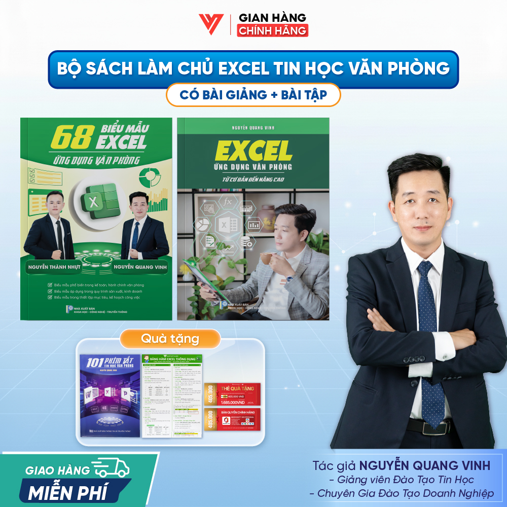 Bộ 2 Sách Tin Học 68 Biểu Mẫu Excel Và Excel Từ Cơ Bản Đến Nâng Cao Ứng Dụng Văn Phòng