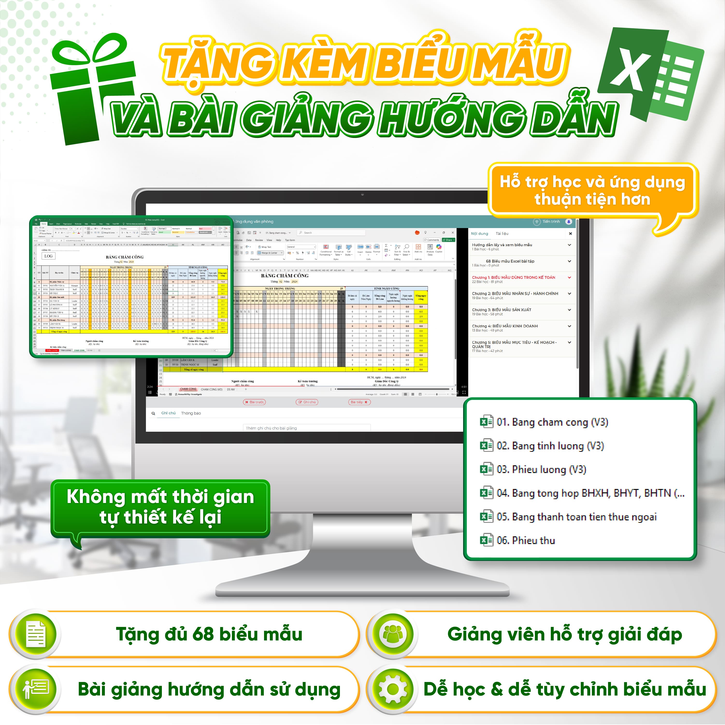 Sách 68 Biểu Mẫu Excel Ứng Dụng Văn Phòng - D08
