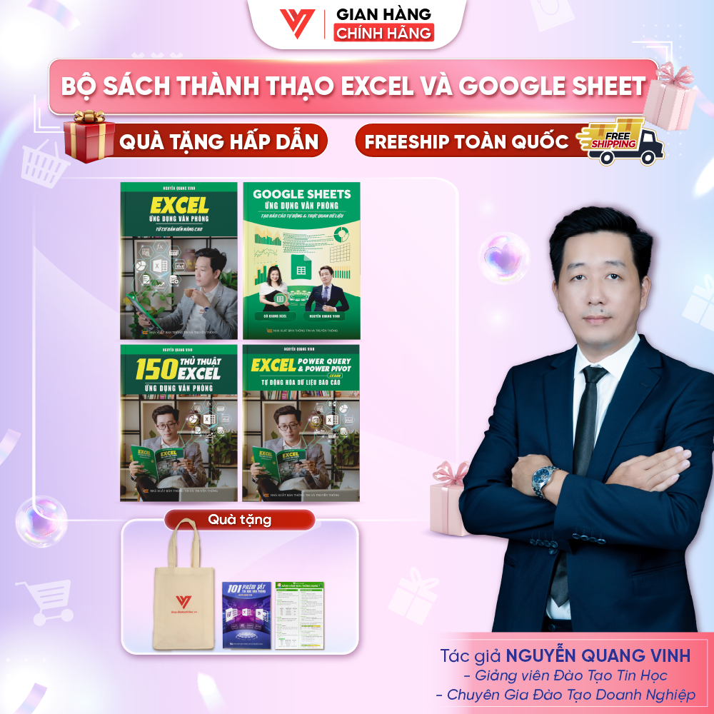Bộ 4 Sách Excel - Google Sheets - 150 TT - Power Query ứng dụng văn phòng