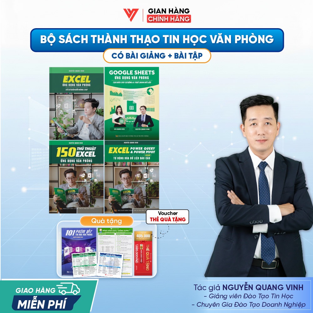 Bộ 4 Sách Excel - Google Sheets - 150 TT - Power Query Ứng Dụng Văn Phòng