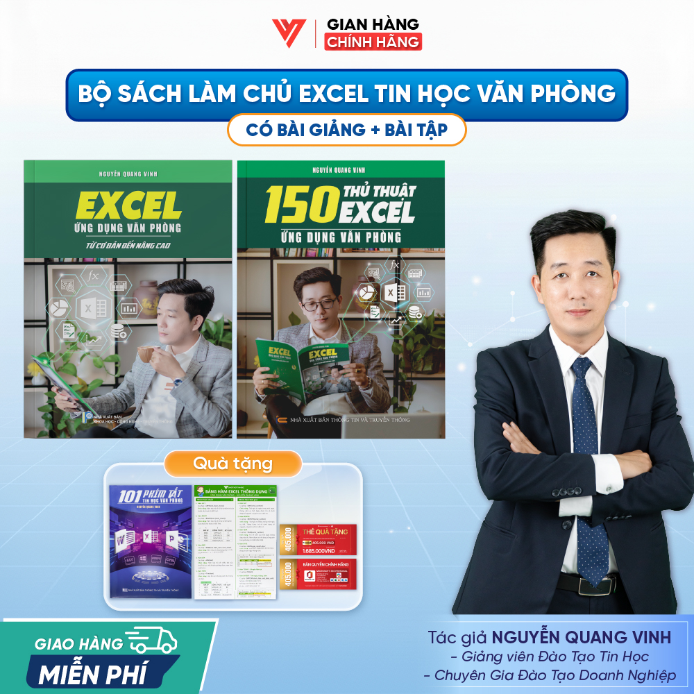 Bộ 2 Sách Tin Học Excel Từ Cơ Bản Đến Nâng Cao Và 150 Thủ Thuật Ứng Dụng Văn Phòng