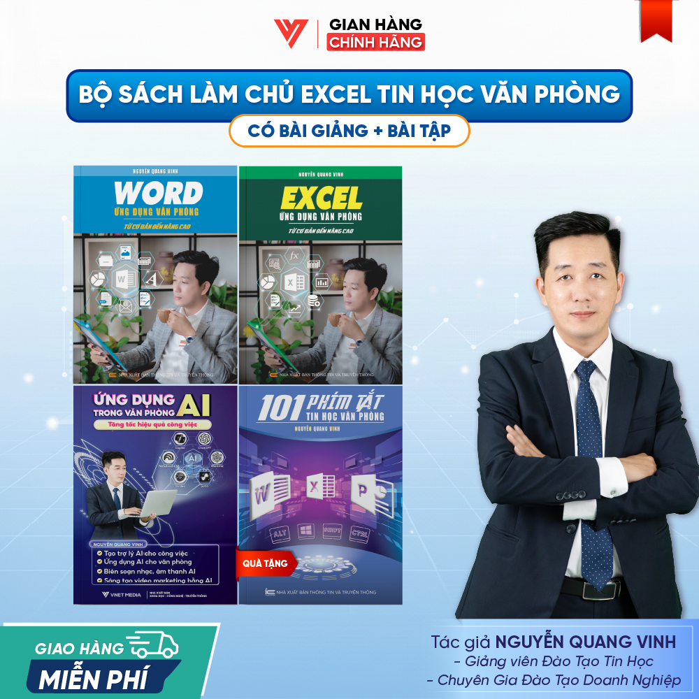 Bộ 3 Sách Word - Excel - Ứng dụng AI Trong Văn Phòng