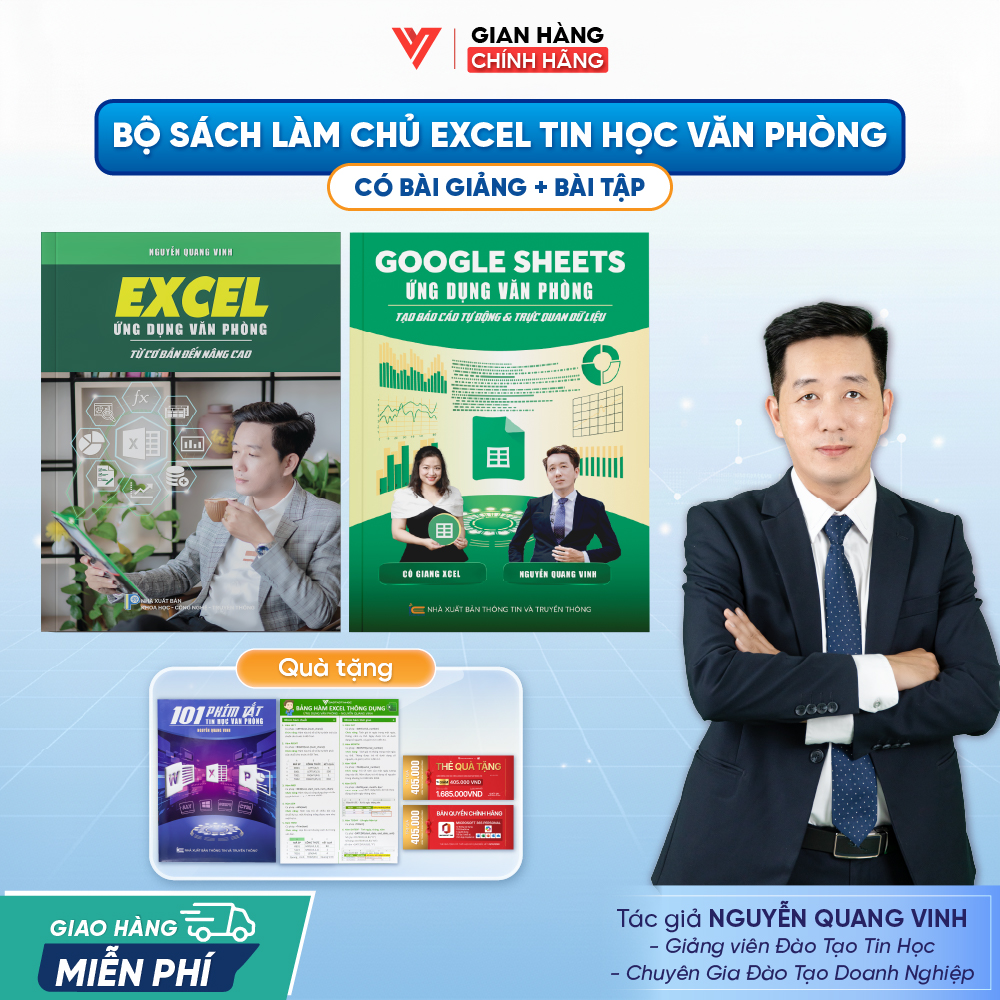 Bộ 2 Sách Tin Học Excel Từ Cơ Bản Đến Nâng Cao Và Google Sheets Ứng Dụng Văn Phòng