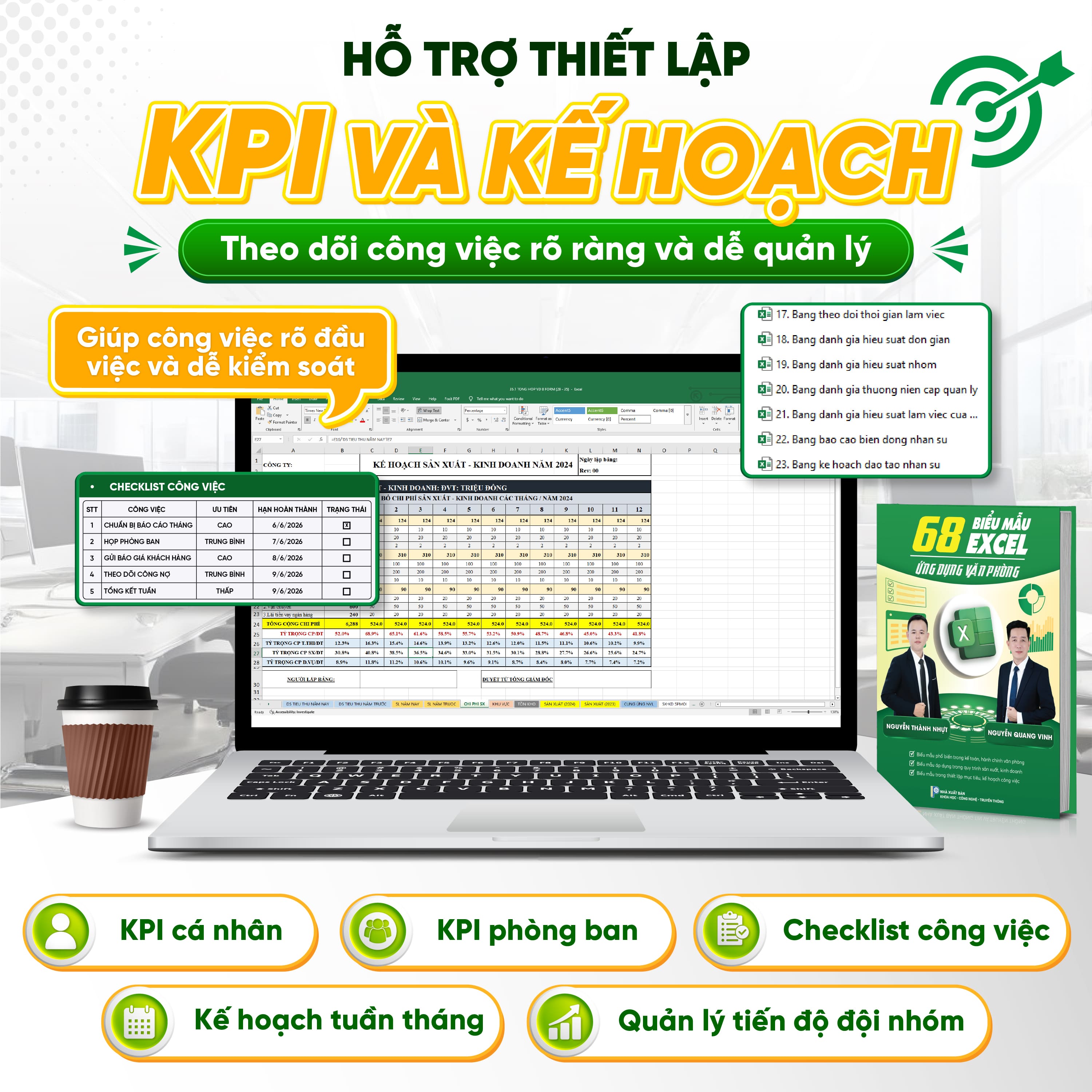 Sách 68 Biểu Mẫu Excel Ứng Dụng Văn Phòng - D08