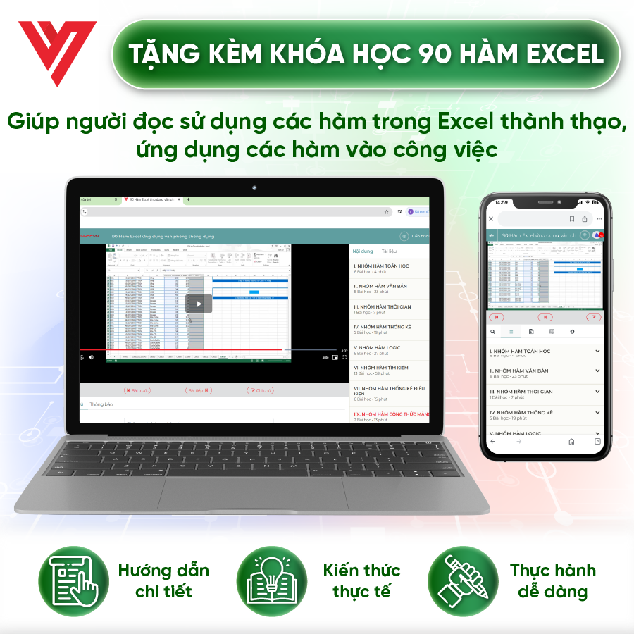 Bộ 6 Sách 90 Hàm - Excel - Word - 150 TT - Powerpoint - Google Sheets