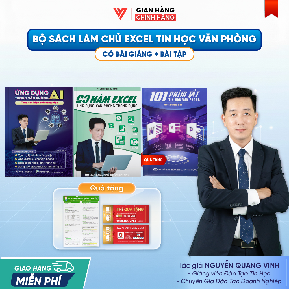 Bộ 2 Sách Ứng Dụng AI Và 90 Hàm Excel Ứng Dụng Văn Phòng