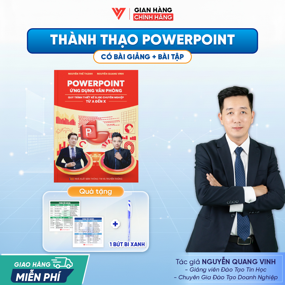 Sách PowerPoint Ứng Dụng Văn Phòng - Quy Trình Thiết Kế Slide Chuyên Nghiệp Từ A-X - D06
