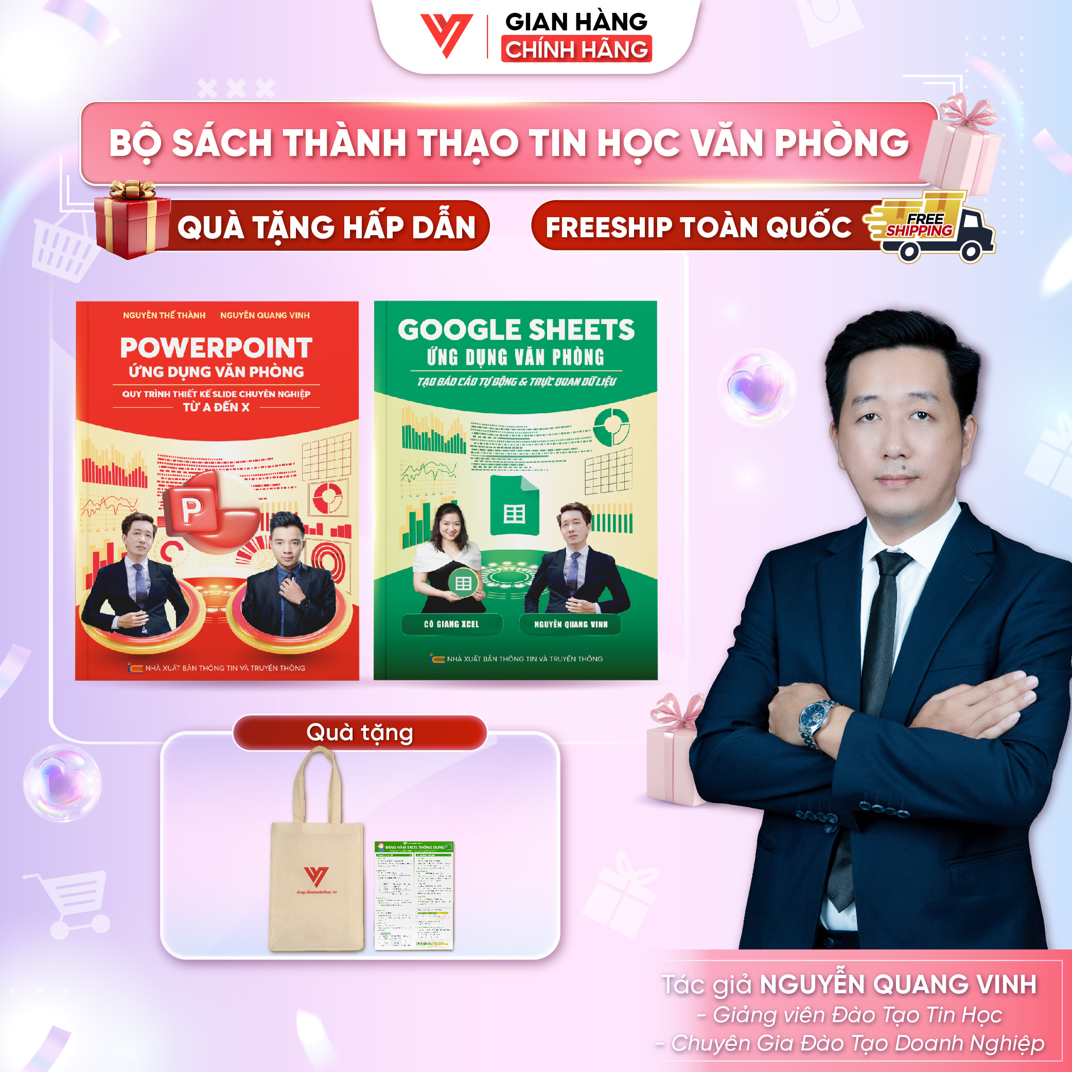 Bộ 2 Sách PowerPoint và Google Sheets ứng dụng văn phòng