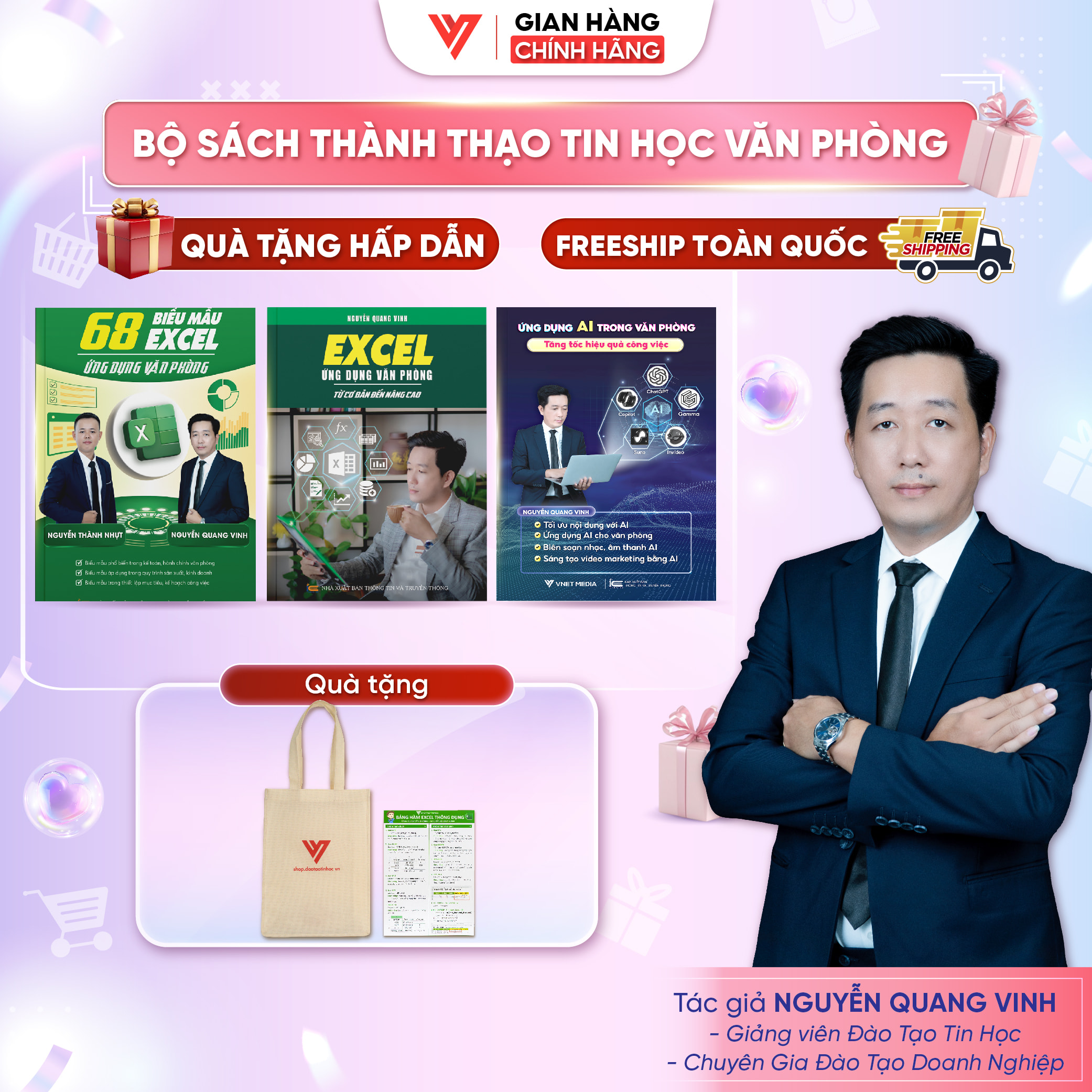 Bộ 3 sách Excel - 68 Biểu mẫu Excel - Ứng dụng AI trong văn phòng
