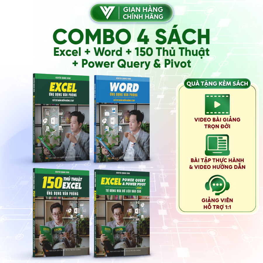 Bộ 4 Sách Power Query & Power Pivot, 150 Thủ Thuật, Excel Cơ Bản Đến Nâng Cao Và Word