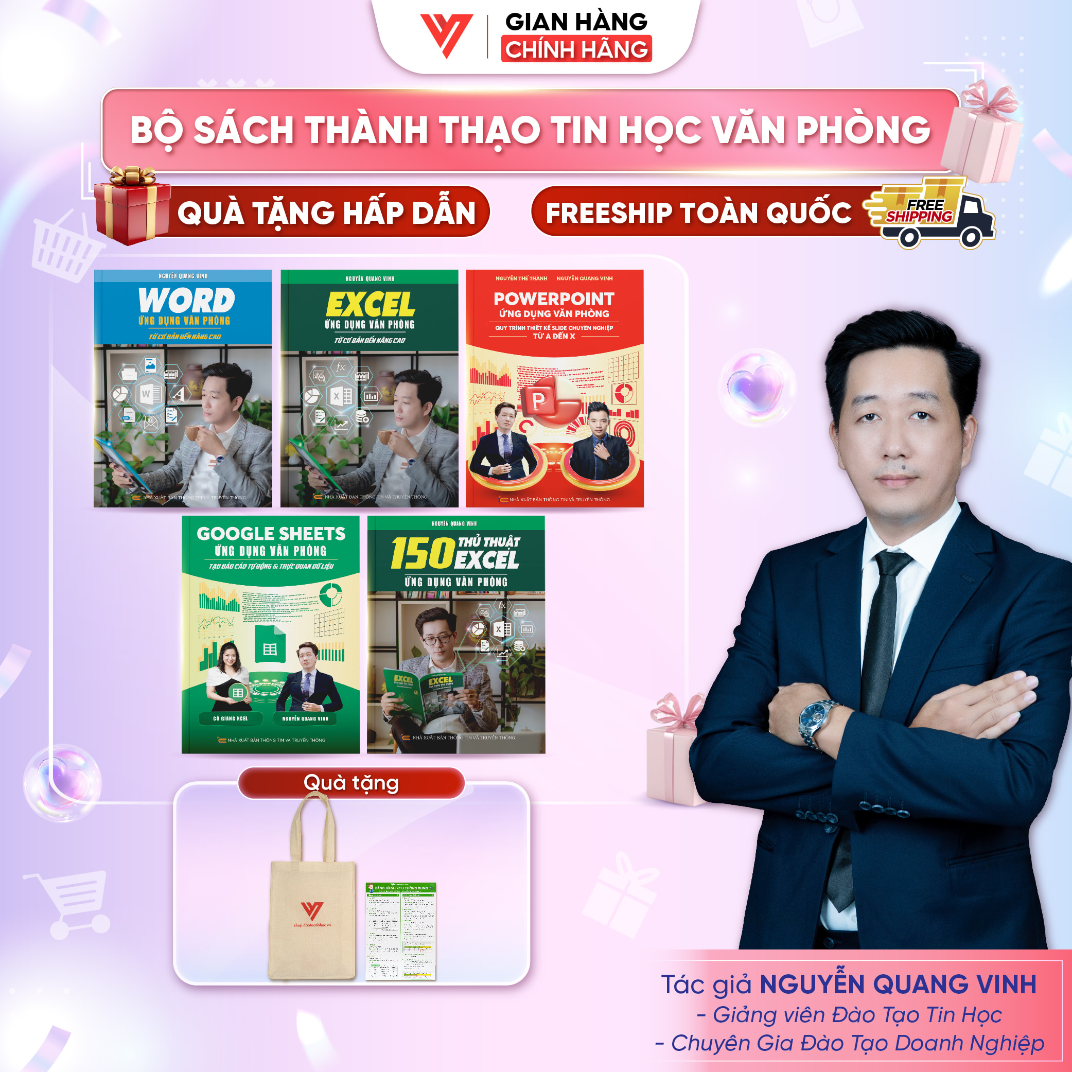 Bộ 5 Sách Word - Excel - PowerPoint - Google Sheets - 150 TT - ứng dụng văn phòng
