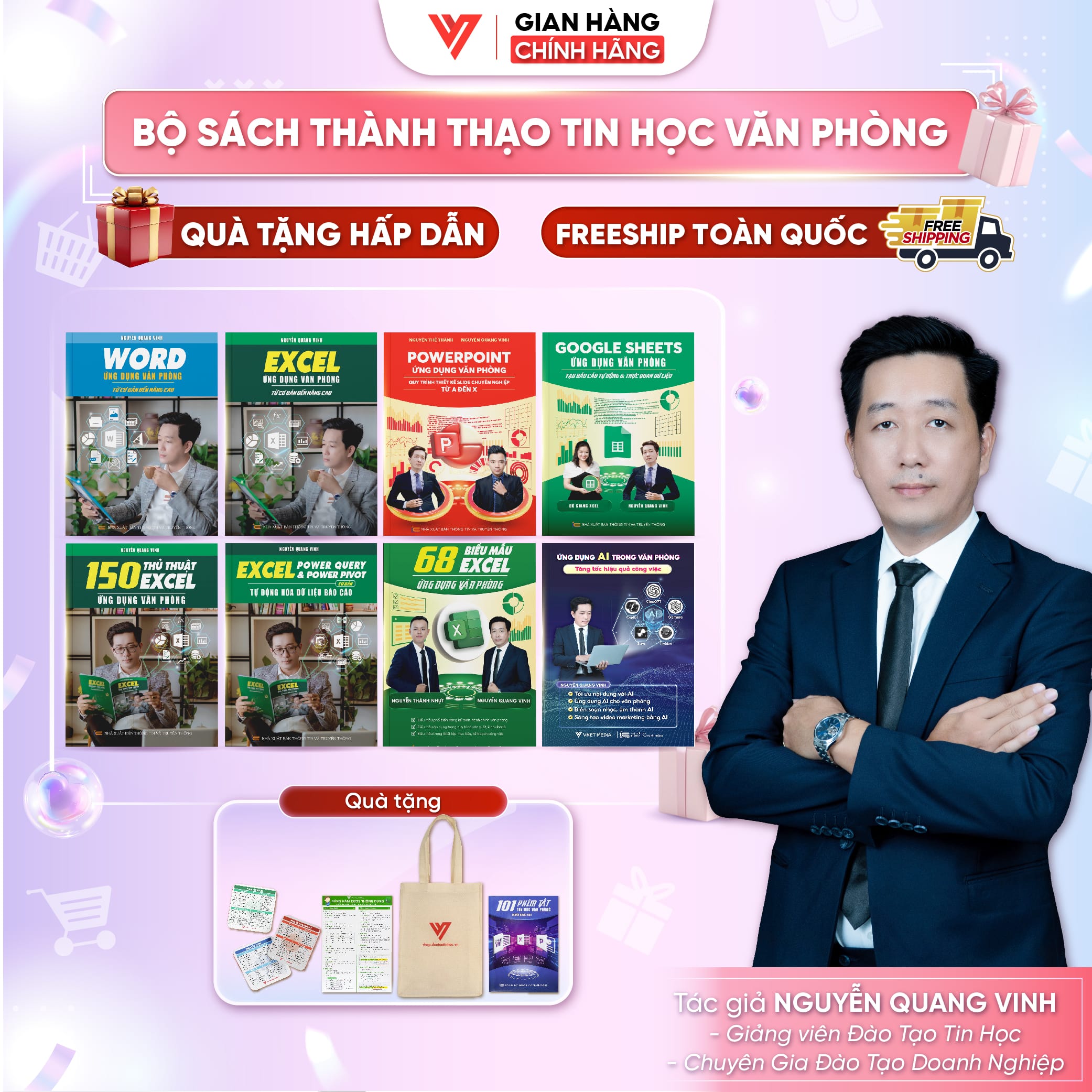 Bộ 8 Word - Excel - PowerPoint - Google Sheets - 150 TT - 68 Biểu mẫu - Power Query và Ứng dụng AI