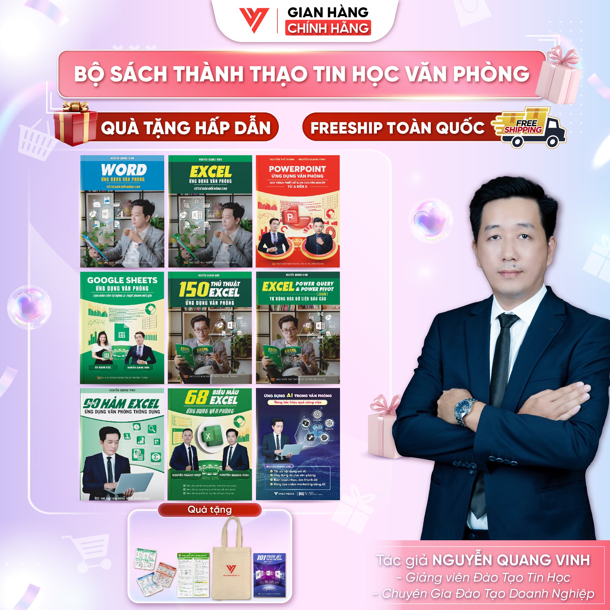Bộ 9 Word - Excel - PowerPoint - Google Sheets - 150 TT - 90 Hàm Excel- 68 Biểu mẫu - Power Query và Ứng dụng AI