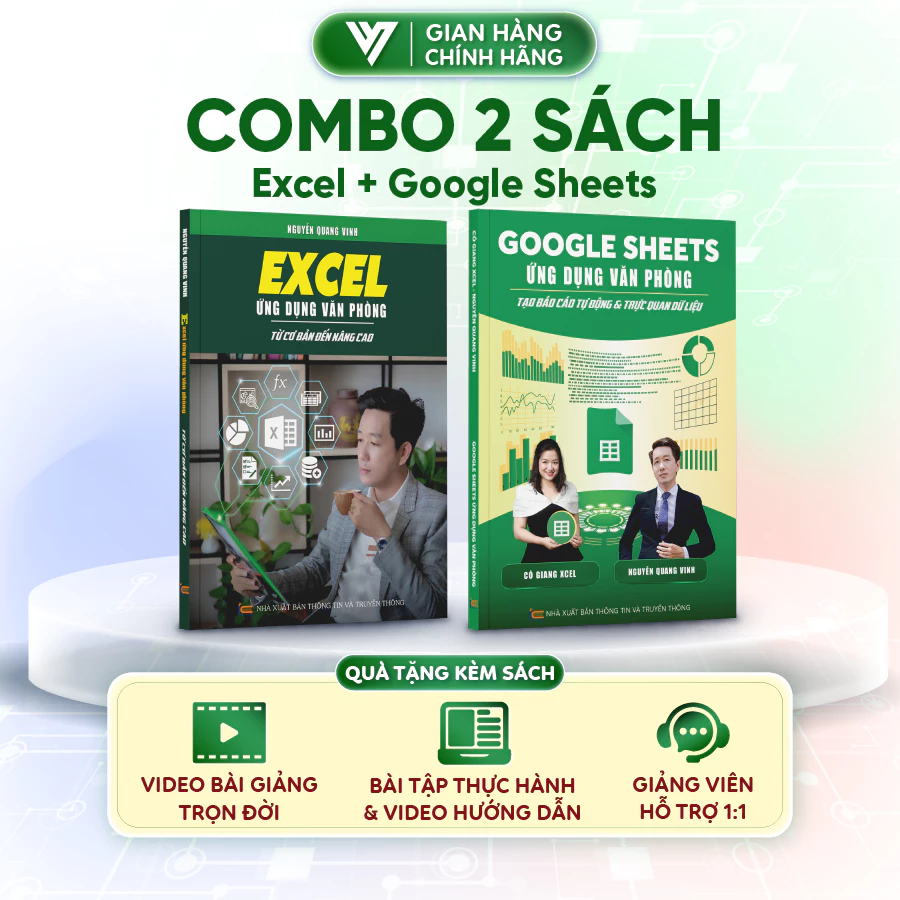 Bộ 2 Sách Excel - Google Sheets ứng dụng văn phòng