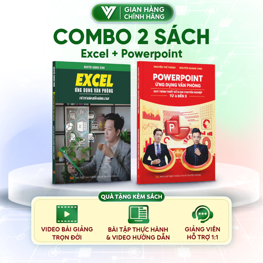 Bộ 2 Sách Excel - PowerPoint ứng dụng văn phòng