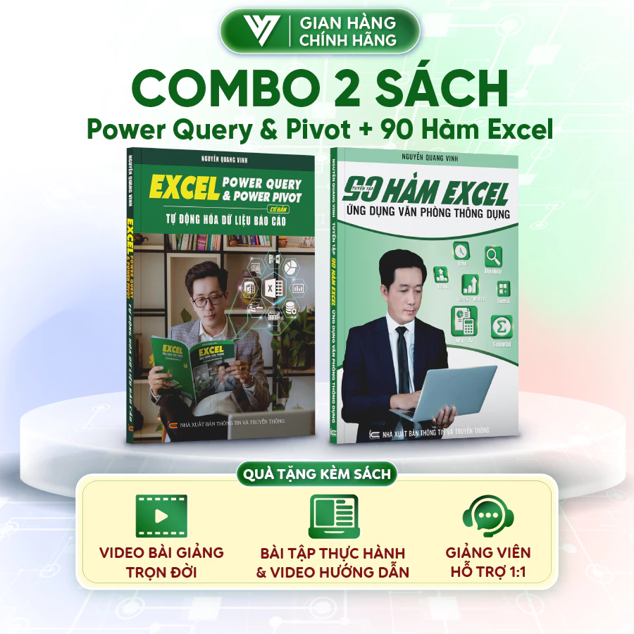 Bộ 2 Sách 90 Hàm Excel Và Excel Power Query & Power Pivot Ứng Dụng Văn Phòng