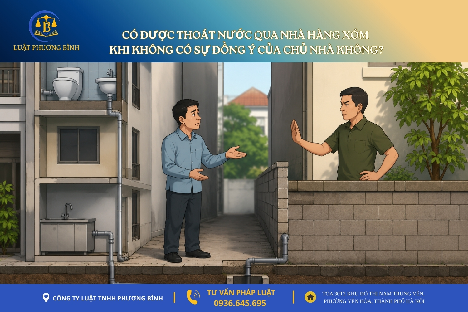 Có được thoát nước qua nhà hàng xóm khi không có sự đồng ý của chủ nhà không?