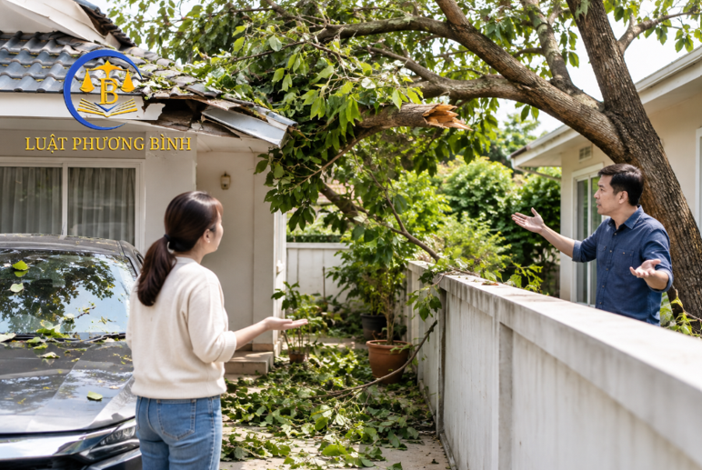 Cây nhà hàng xóm đổ sang đất mình, làm hư hỏng tài sản: Ai phải bồi thường?