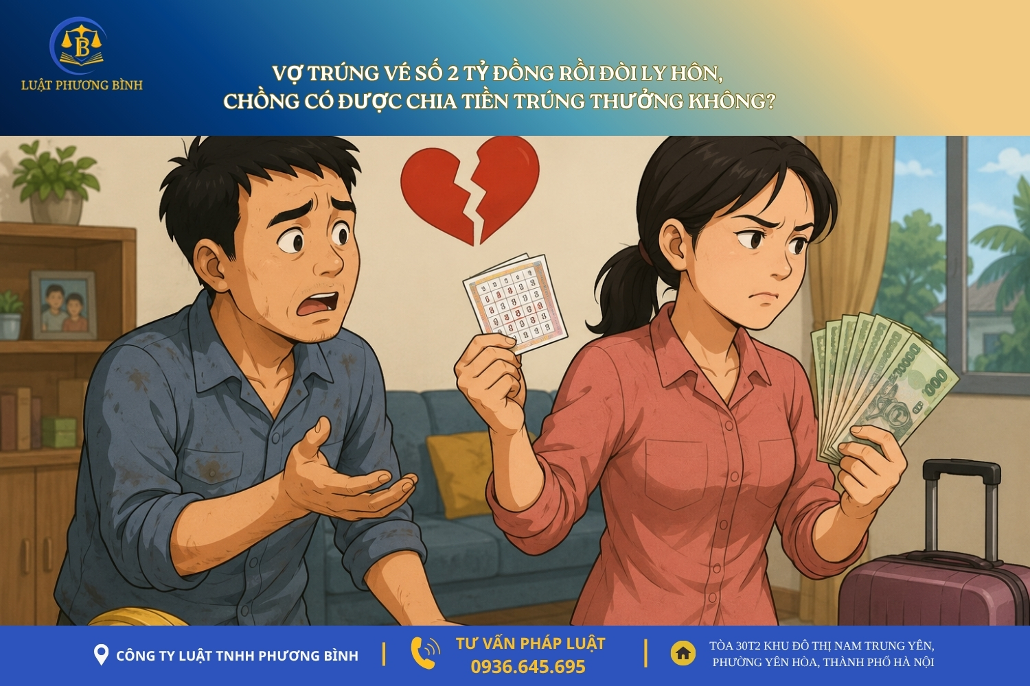 Vợ trúng vé số 2 tỷ đồng rồi đòi ly hôn, chồng có được chia tiền trúng thưởng không?