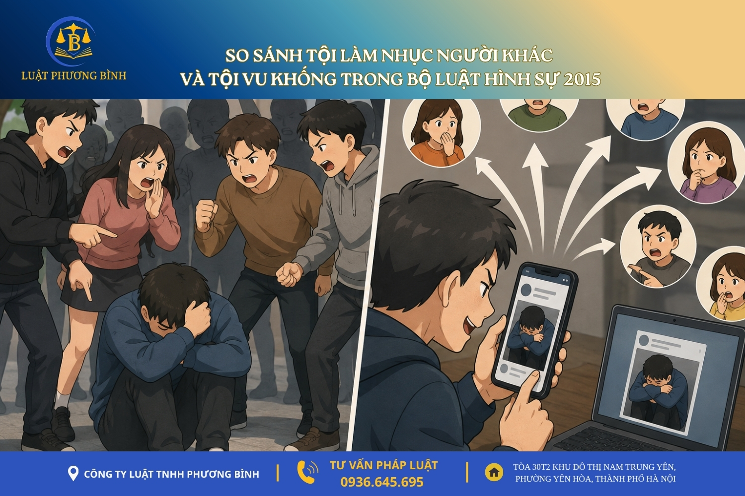 So sánh Tội làm nhục người khác và Tội vu khống trong Bộ luật Hình sự 2015
