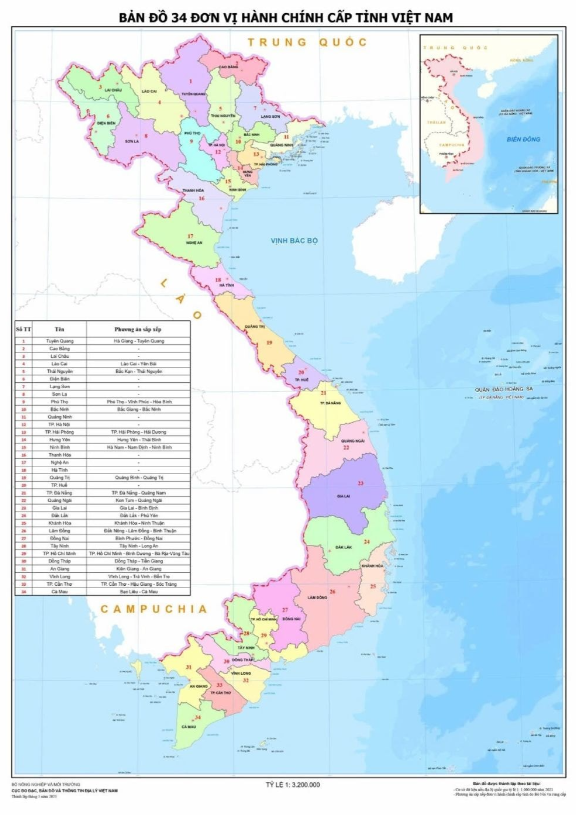 Danh sách 34 tỉnh, thành mới của Việt Nam – Áp dụng từ ngày 12/6/2025