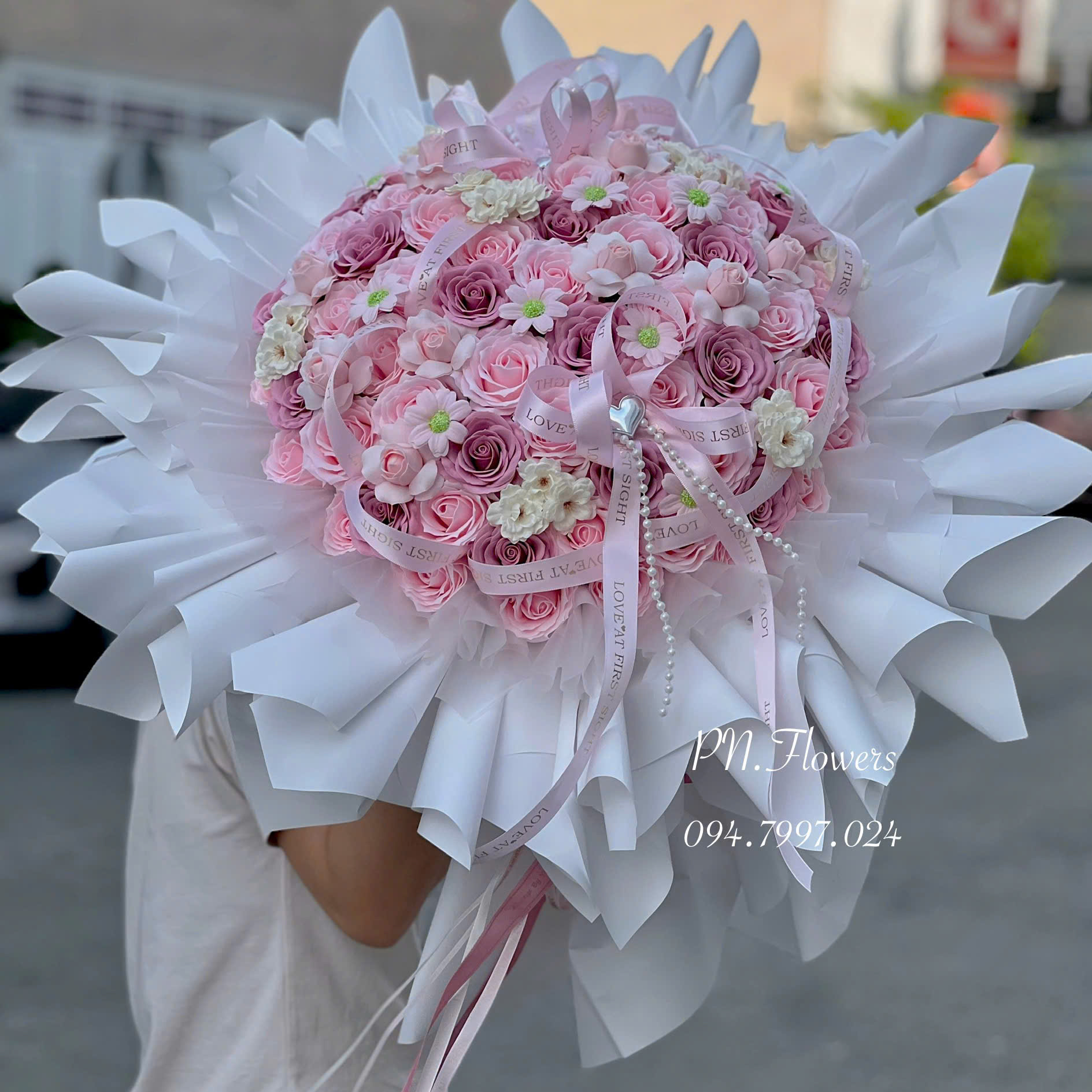 Bó Hoa Hồng Sáp 75 Bông 7 Lớp Mix Baby