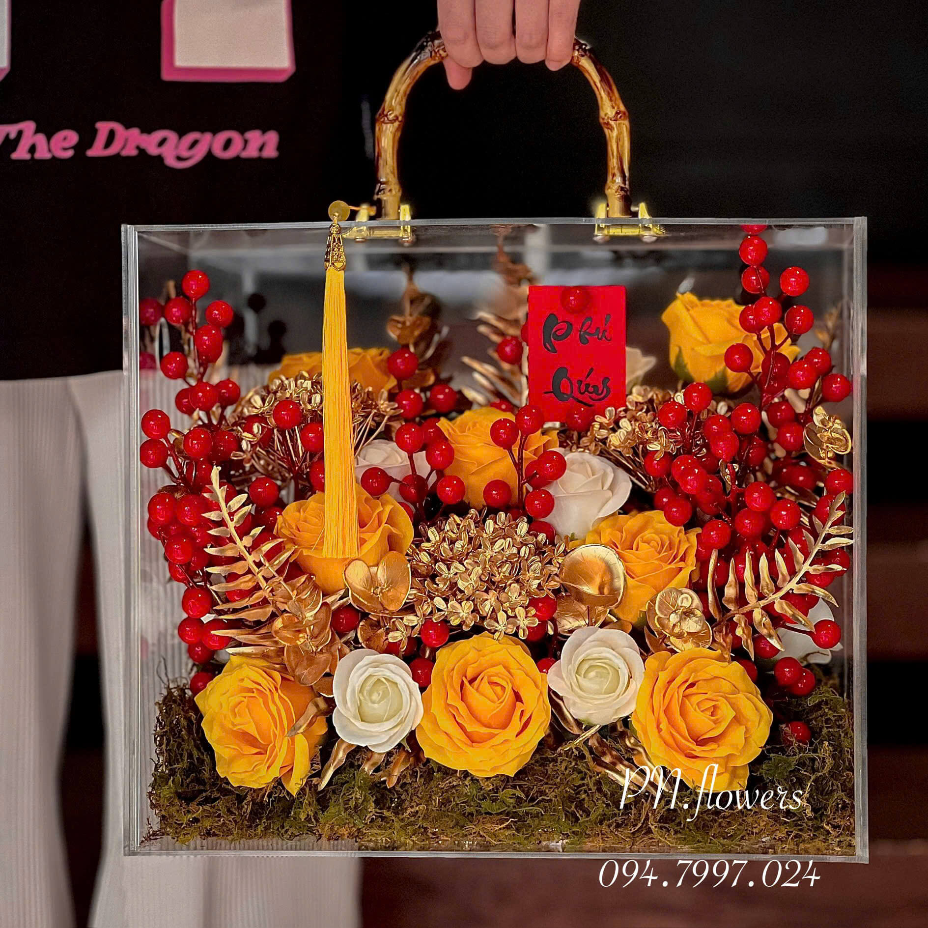 Vali Hoa Sáp Mix Đông Đào Tone Vàng