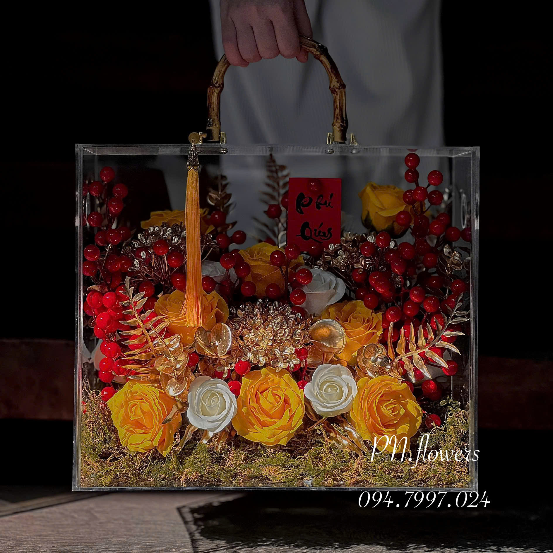 Vali Hoa Sáp Mix Đông Đào Tone Vàng