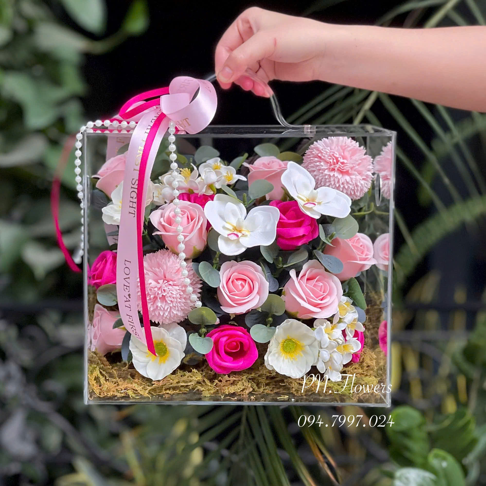 Vali Hoa Sáp Thơm Tone Hồng Sen Size Nhỏ