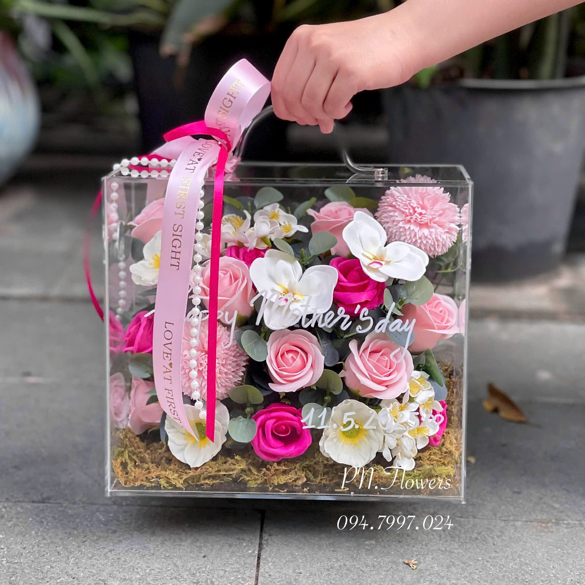 Vali Hoa Sáp Thơm Tone Hồng Sen Size Nhỏ