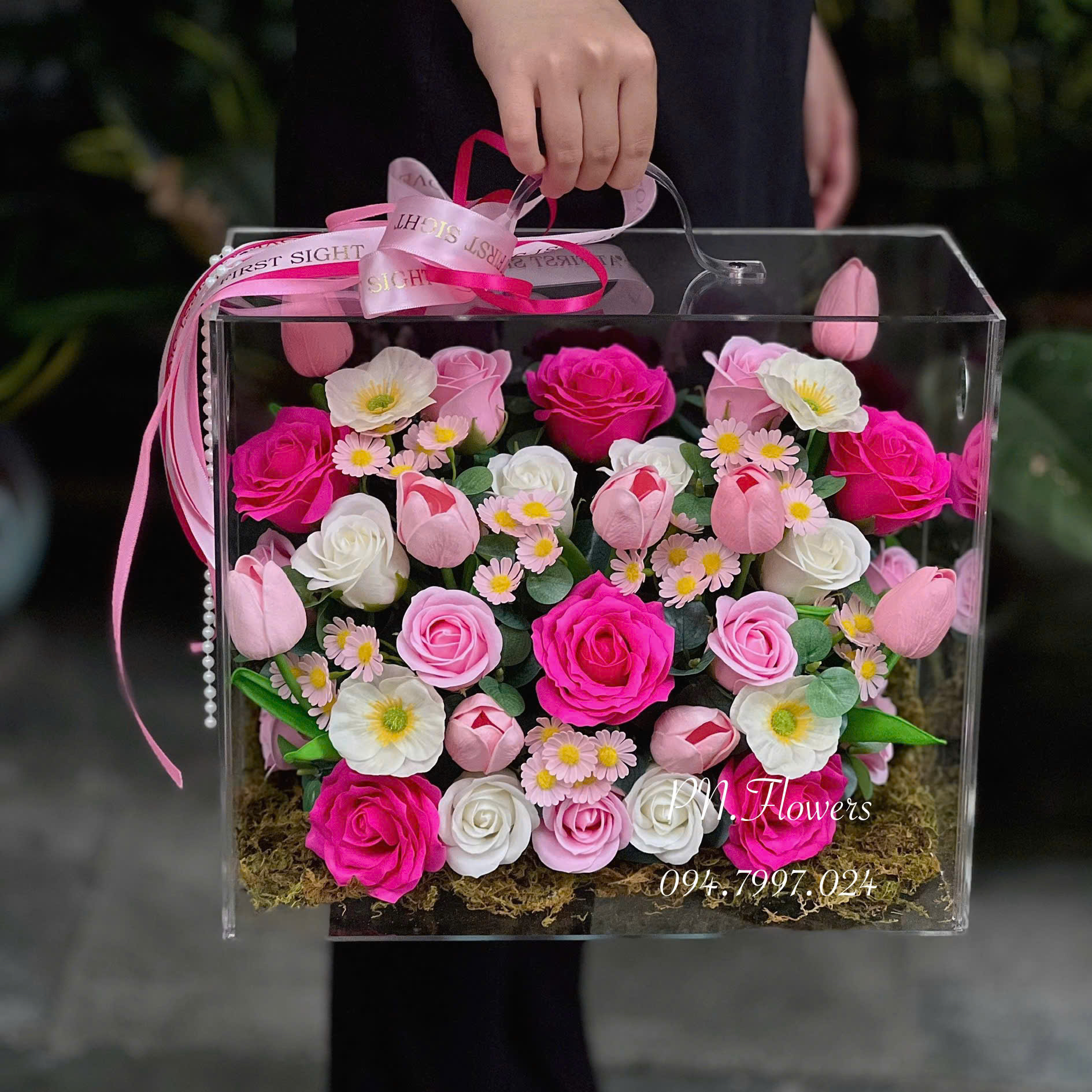 Vali Hoa Sáp Thơm Tone Hồng Sen Size Lớn