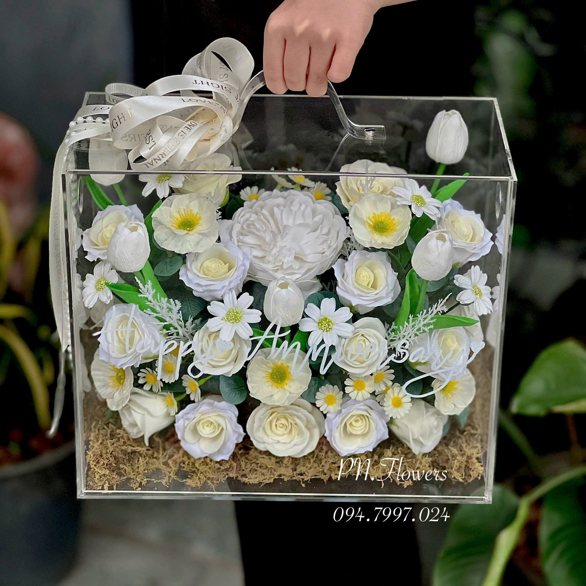 Vali Hoa Sáp Đẹp Tone Trắng Kem Size Lớn