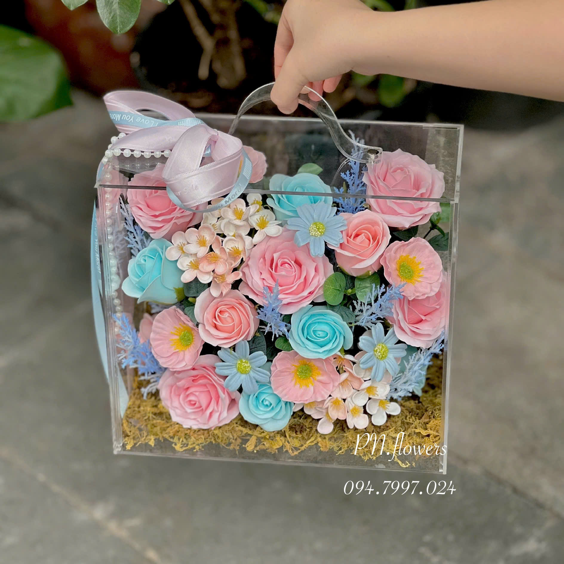 Vali Hoa Sáp Đẹp Tone Hồng Pastel Size Nhỏ