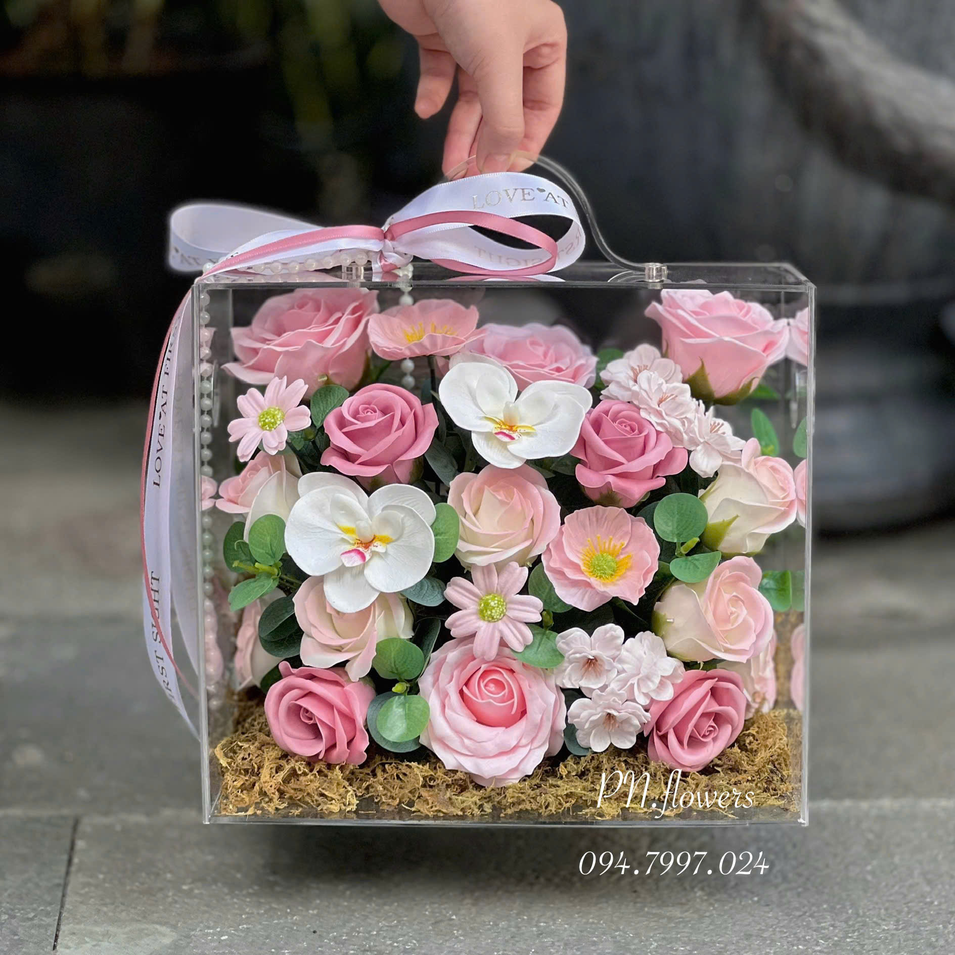 Vali Hoa Sáp Thơm Tone Hồng Nhạt Size Nhỏ