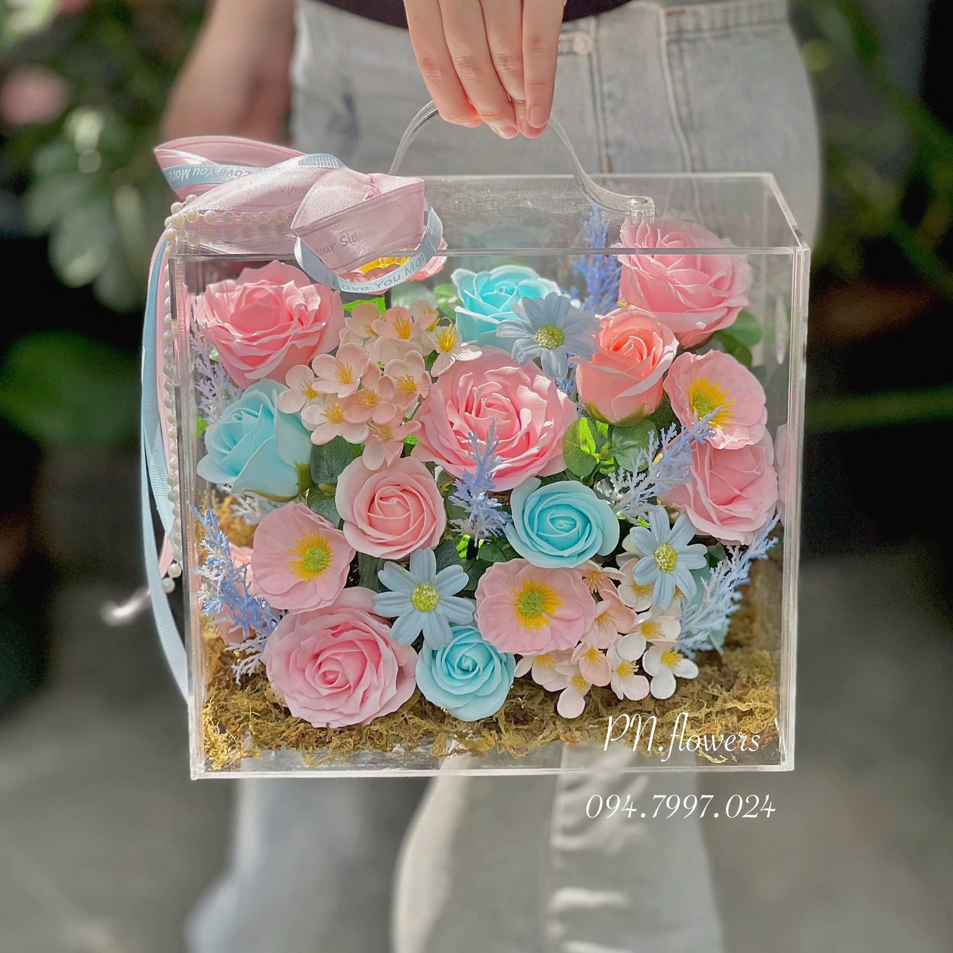 Vali Hoa Sáp Đẹp Tone Hồng Pastel Size Nhỏ