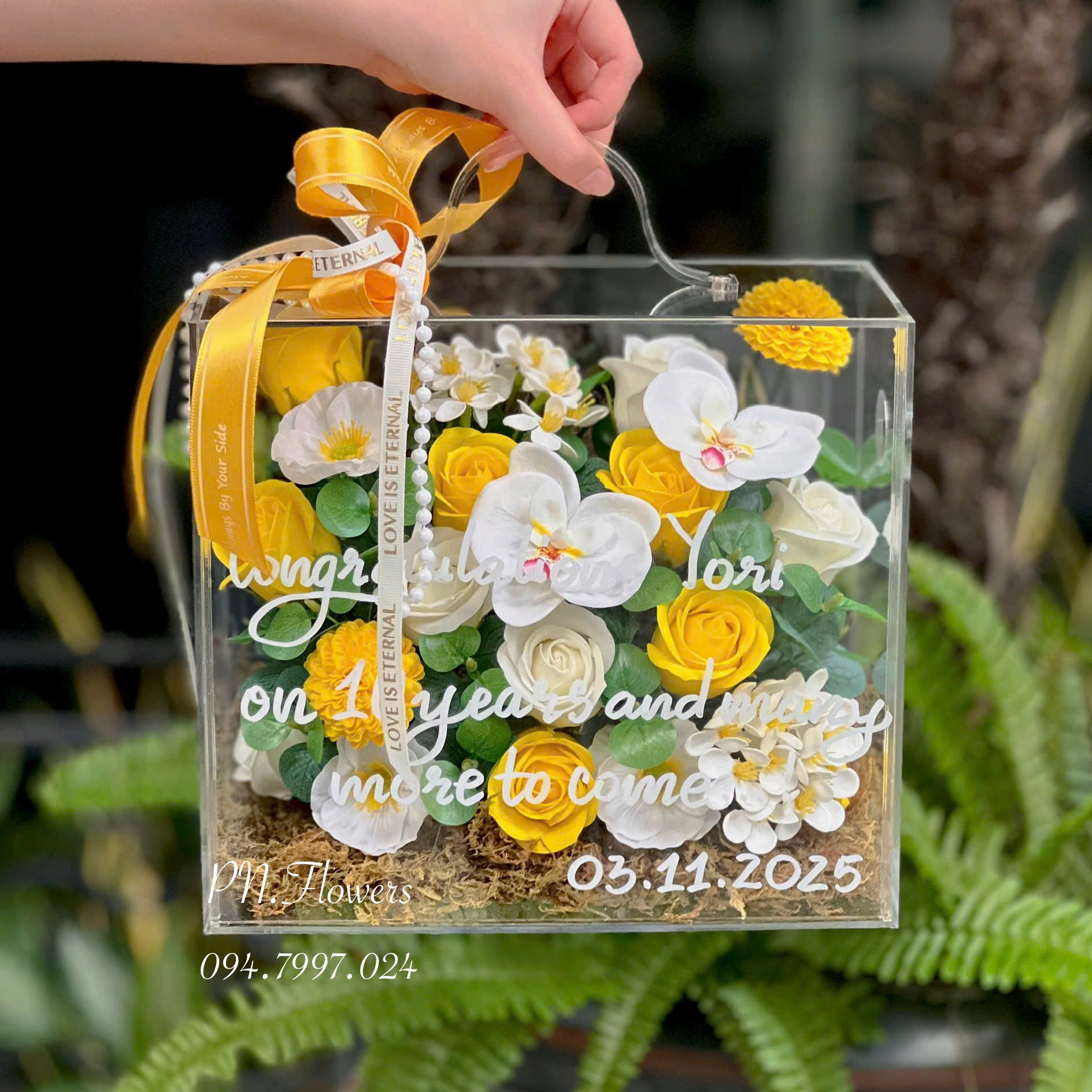 Vali Hoa Sáp Tone Vàng Trắng Size Nhỏ