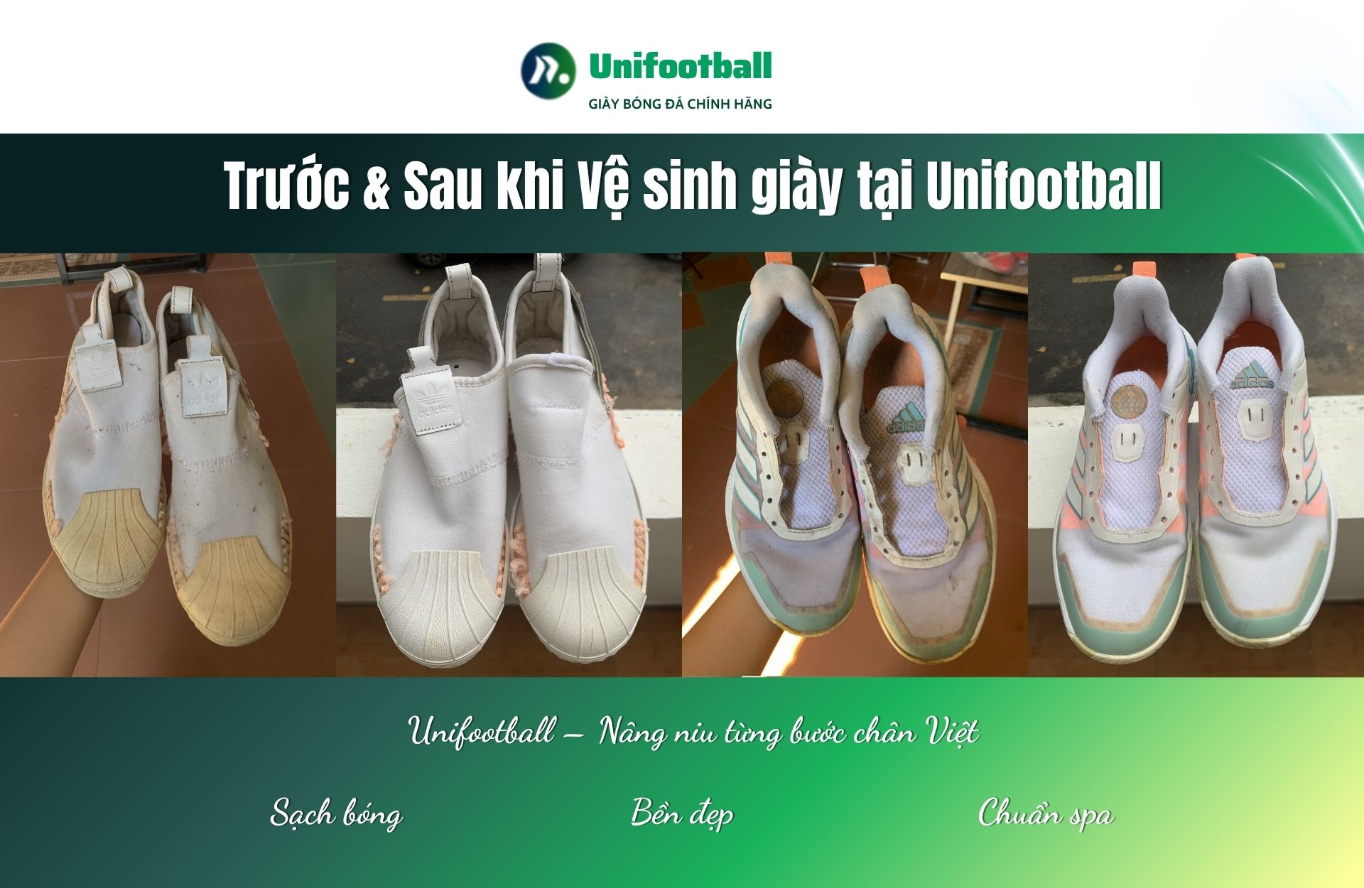 Trước & Sau khi Vệ sinh giày tại Unifootball