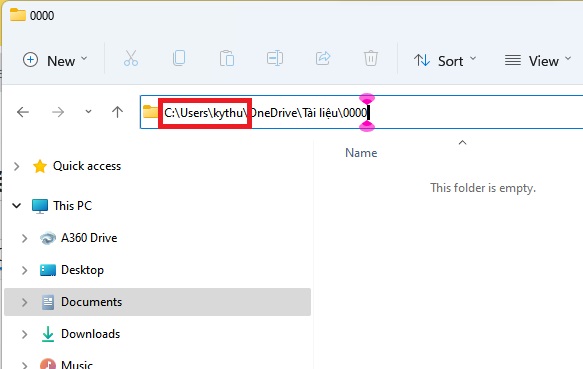 Cách xem tên user bằng cách vào thư mục bất kỳ trong My Documents