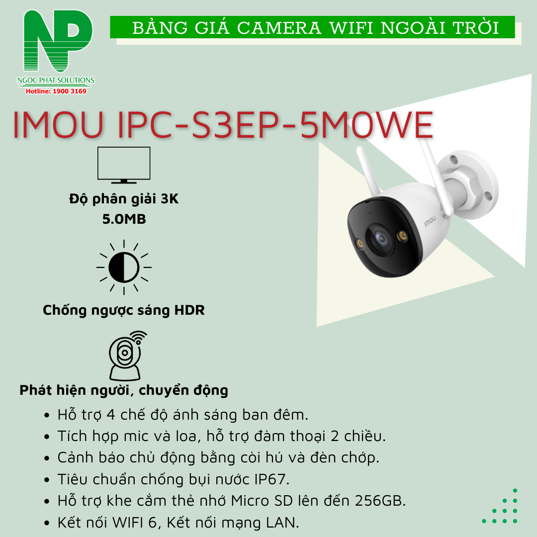 Camera Wifi ngoài trời Full Color iMOU IPC-S3EP