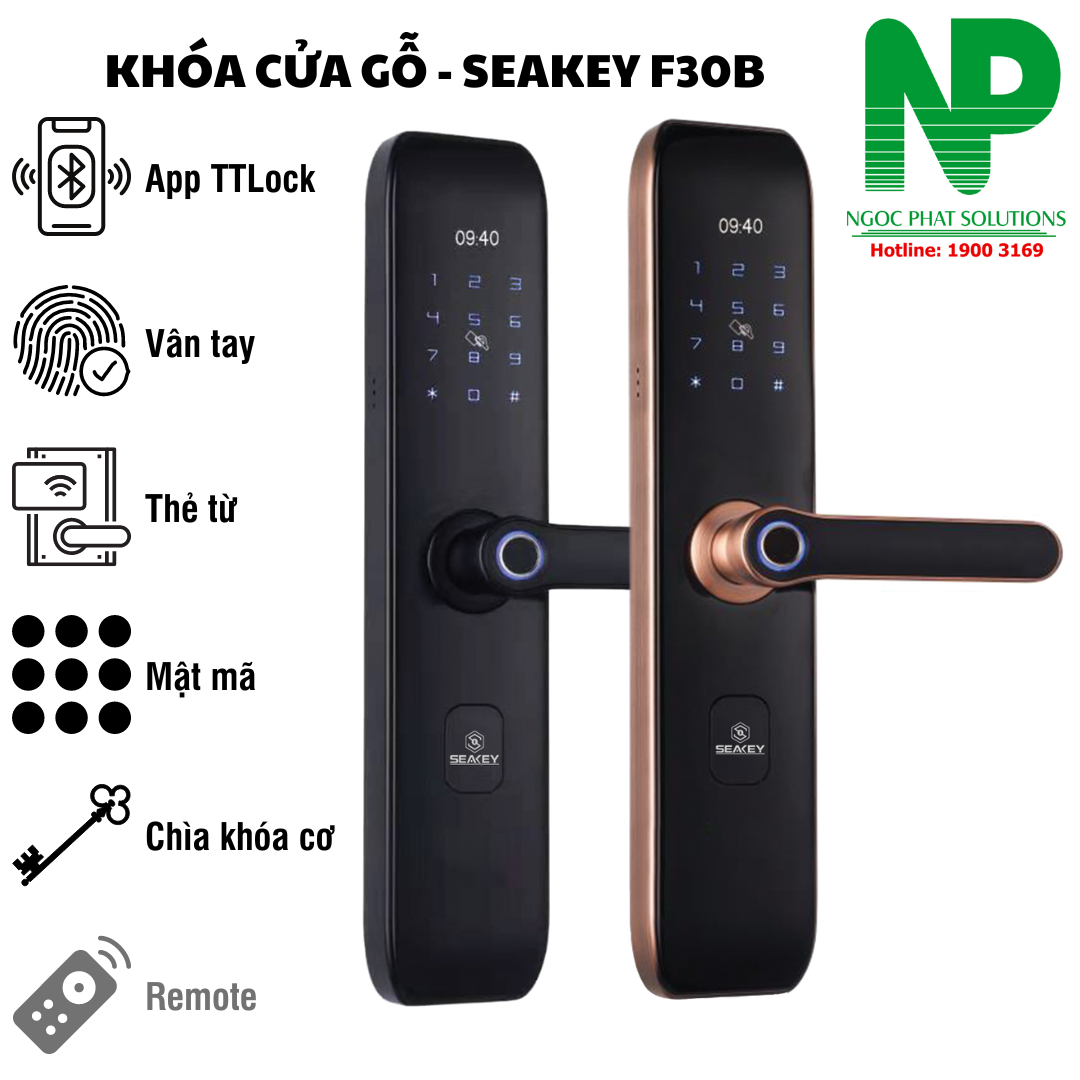 Khóa Vân Tay SEAKEY Cửa Gỗ F30B