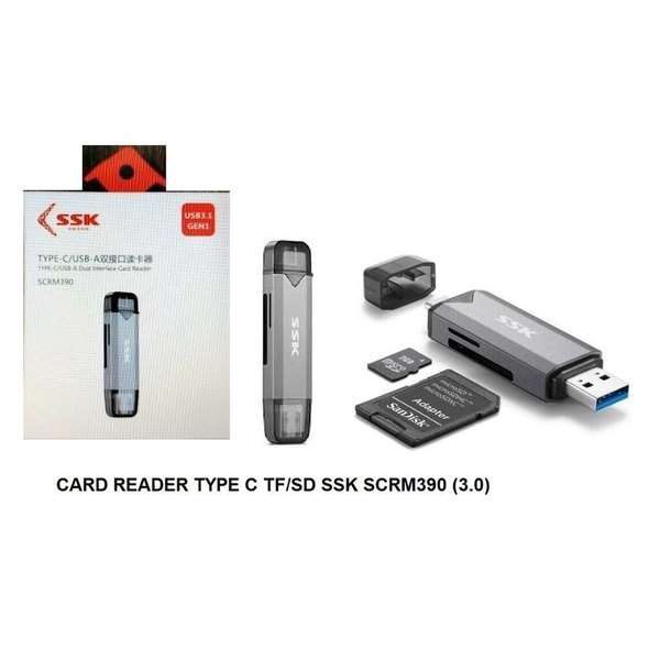 Đầu đọc thẻ nhớ SD/Micro SD TYPE-C/USB-A SSK (SCRM 390)