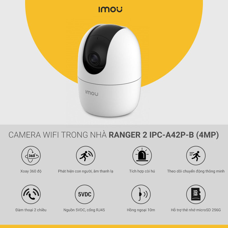 Camera Wifi IMOU A1 Xoay theo người 360 độ | Phát hiện người | Độ phân giải 4MP (IPC-A42P-D-V2)