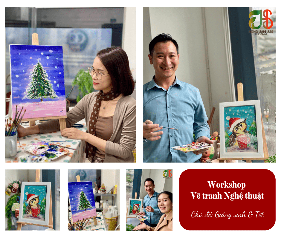 Workshop Vẽ Tranh Giáng Sinh & Vẽ Tranh Tết – Mỹ thuật Hồng Sâm